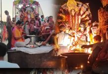दशमी के पर्व पर अखण्डनगर बाजार की समस्त माँ दुर्गा की प्रतिमा विसर्जित करने ले जाते श्रद्धालु